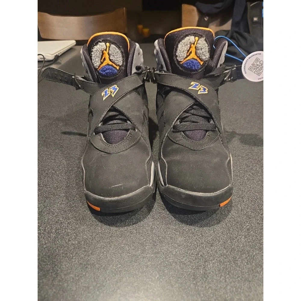Nike Air Jordan 8 Retro Suns GS 5Y, 6.5W Black Orange Blue 305368-043 Clean